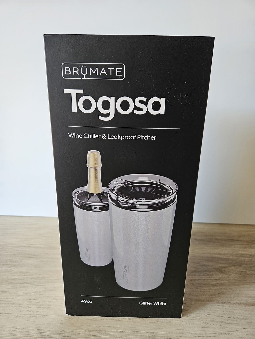 Togosa Glitter White Wine Chiller & Leakproof Pitcher New In Box